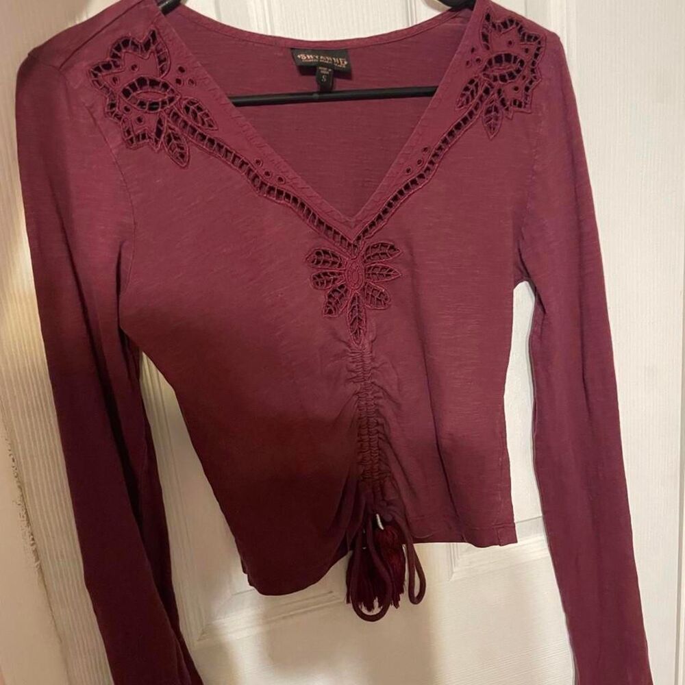 Shyanne Women's Burgundy and Purple Blouse